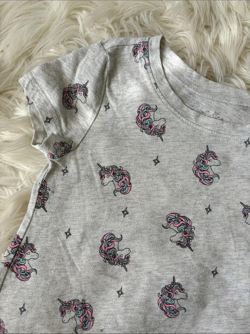 Justice Gray Tee with Pink & Blue Unicorns